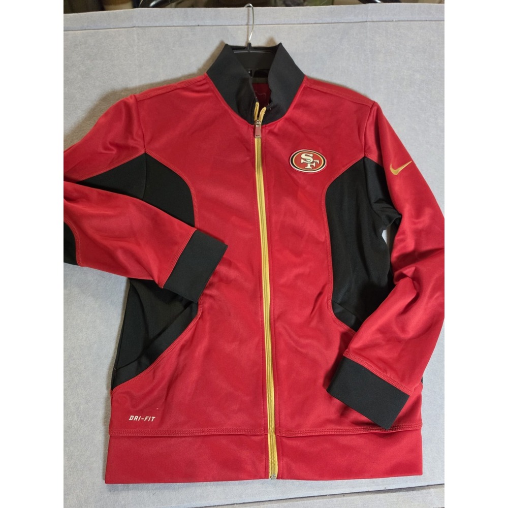 San Francisco 49ers NIKE Full Zip Track Jacket Red Black Men's Size S NFL